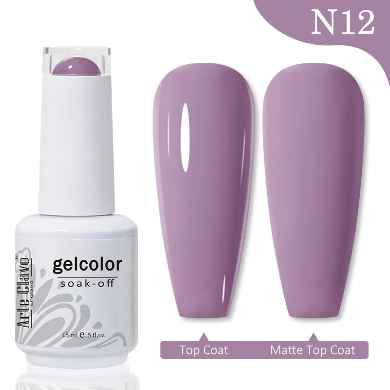 Arte Clavo15ml Gel Nail Polish Art Nude Colors Colorful Soak Off UV Qme N12