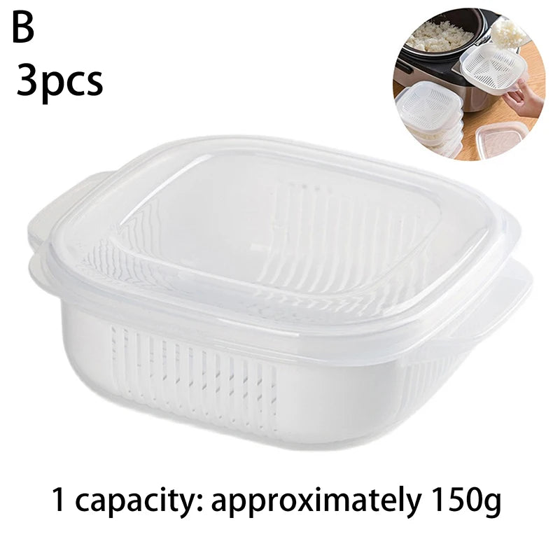 Rice Sub Packaging Fresh-keeping Box Frozen Heated Microwave Oven Qme B 3pcs