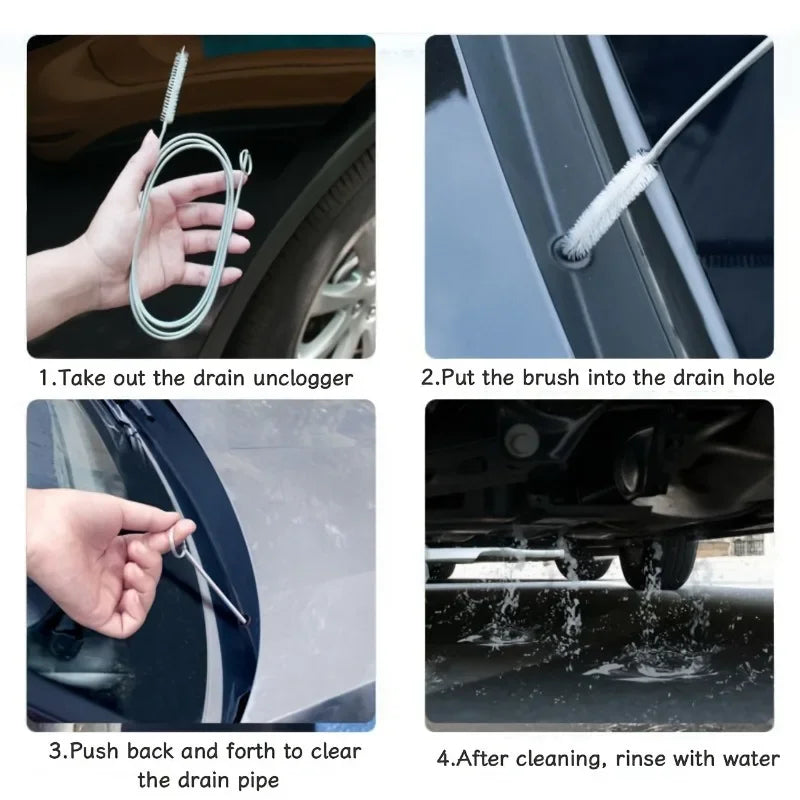 1pc Car Sunroof Drain Hole Dredge Stainless Steel Drain Pipe Clearing And Cleaning Tool Skylight Artifact Air Conditioner Qme