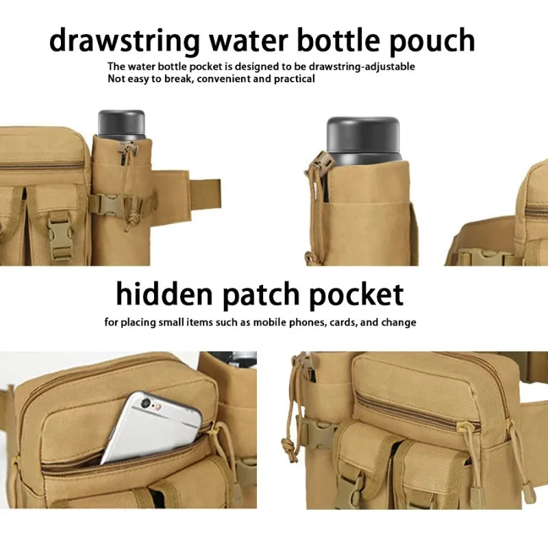 Multi-sport water bottle waist bag is detachable and suitable for outdoor sports such as mountaineering, camping, and hiking Qme
