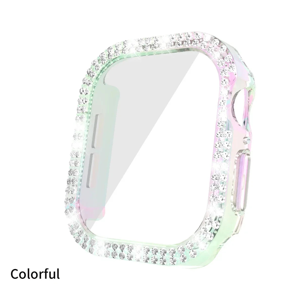 Bling Glass+Cover For Apple Watch 10 46mm 42mm Diamond Hard PC bumper+Screen Protector Case iwatch series 10 42 46mm Accessories Qme Color For serise 10 46mm