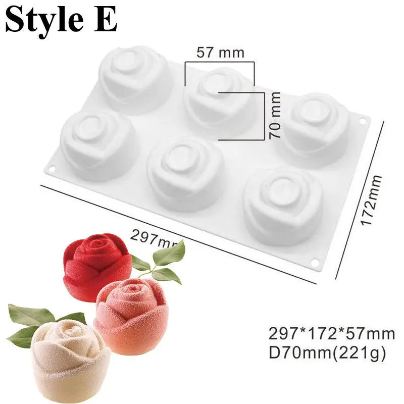 Rose Shape Silicone Cake Mold Mousse Pastry Valentine's Day Party Qme A7