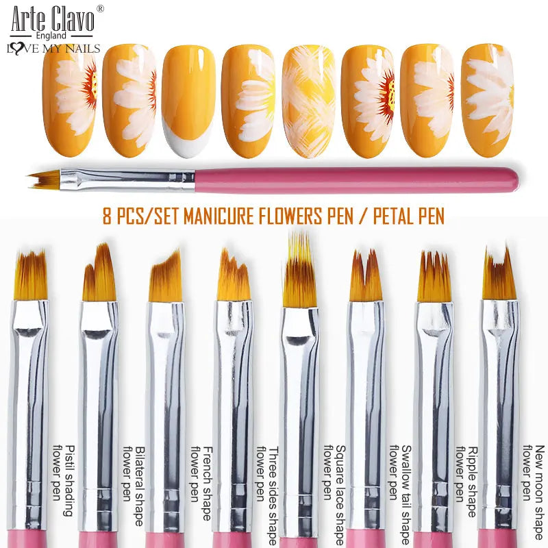Arte Clavo Flower Drawing Pen Gradient French Nail Art Brush DIY Qme