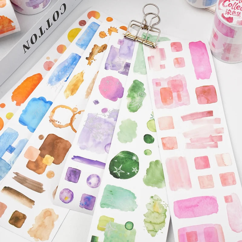 Watercolor Blotch Washi Tape, Background Base Tape for Journal Collage, Beginner-Friendly Stationery & Great Gift Pick Qme ALL
