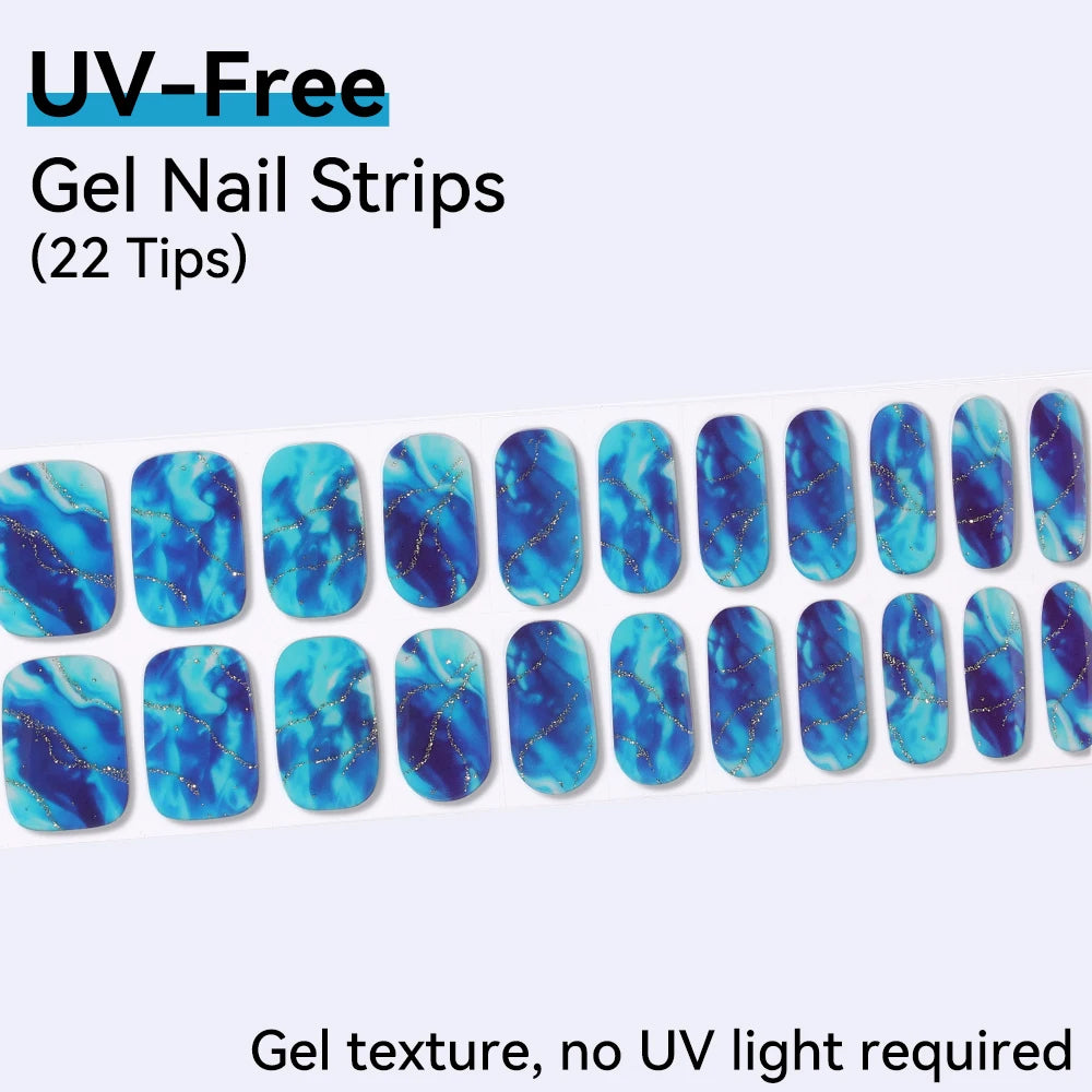 Baking-free 22Tips Nail Stickers Summer Strawberry Polish Sticker Qme BSA-0377