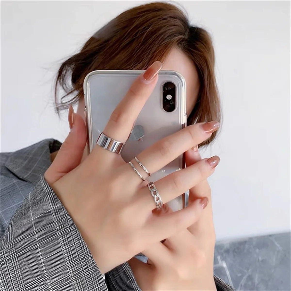 3Pcs Fashionable Punk Style Butterfly Metal Rings Set For Women Parties Festivals Gifts Daily Versatility Jewelry Hip Hop Rings Qme