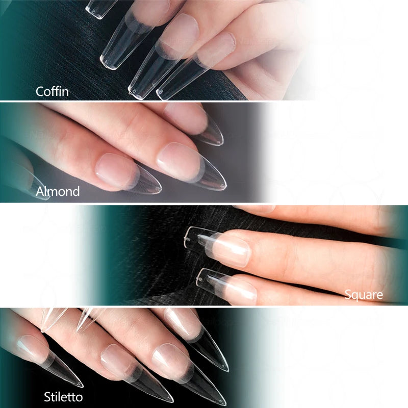 NAILPOP False Nails Acrylic Press Coffin Artificial Clear Fake Nail Qme