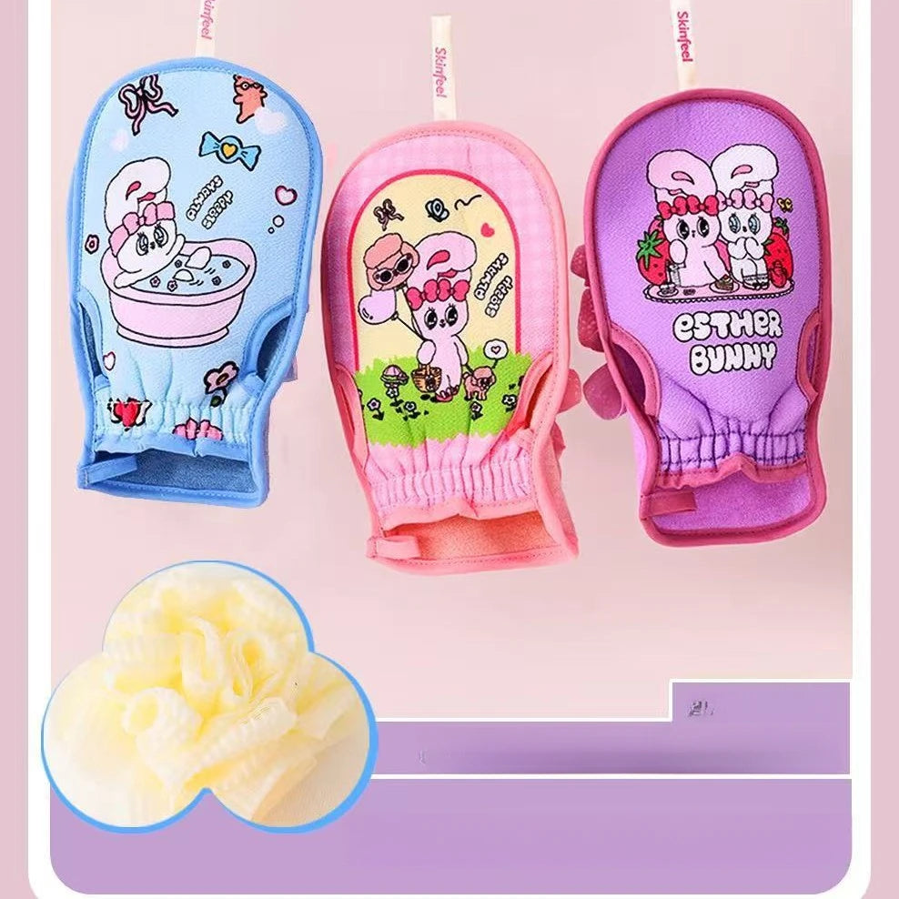Kuroomi Bath Sponge Home Scrubber Back Strap Gentle Scrubbing Cute Qme 3 Random Style