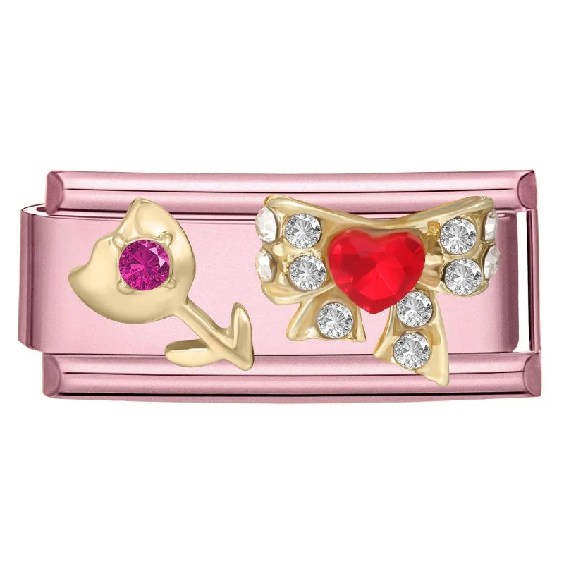 Shiny Colorful Zircon Bowknot Butterfly Garland Italian Charm Links