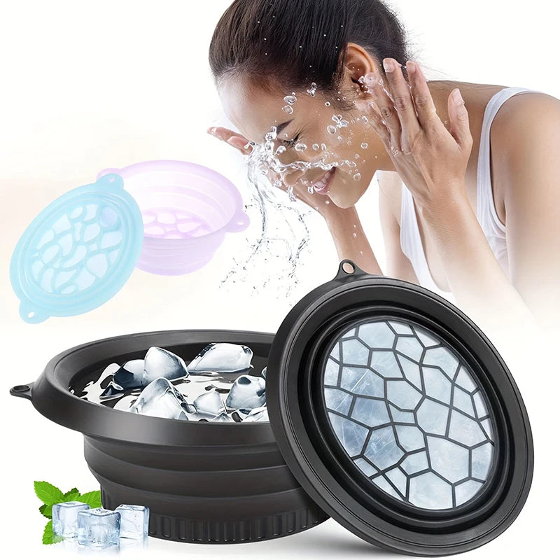 Foldable Silicone Face Ice Bath Bowl Portable Basin Facial Plunge Qme