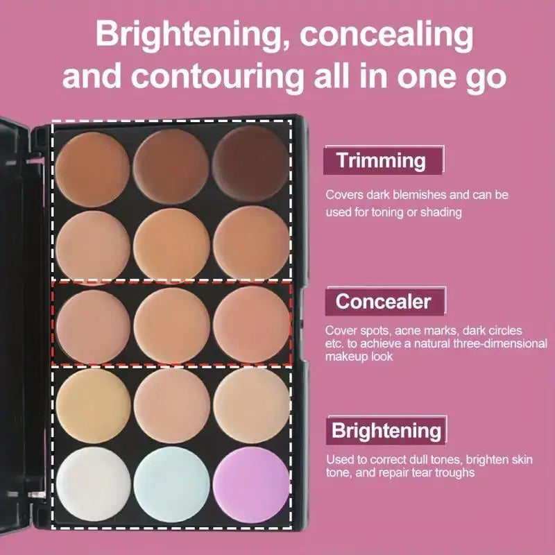 15 Colors Concealer Palette Shade Bamboo Handle Makeup Brushes Face Qme