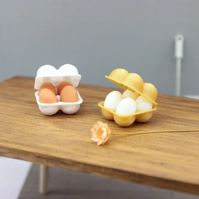 1 12 Miniature Egg Tray Box Dollhouse Simulation Eggs Kitchen Food Qme