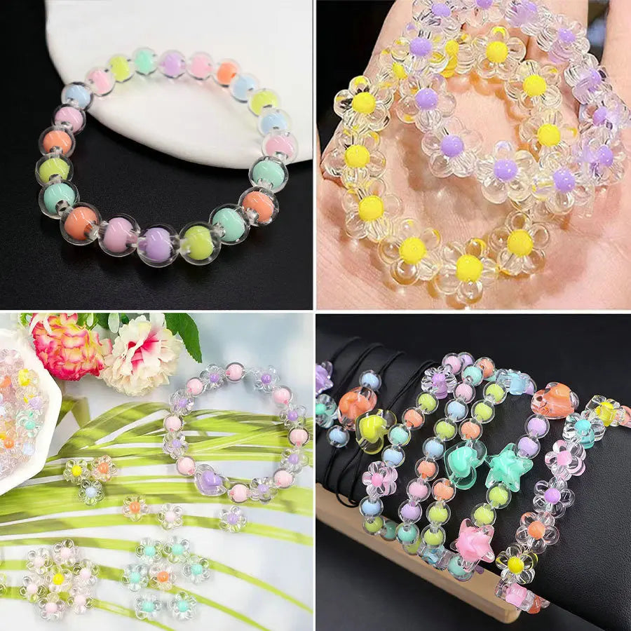 177Pcs Acrylic Star Beads Kit Macaron Colors Heart Shape Hair Beads Assorted Beads for Bracelets DIY Jewelry Making Hair Braids Qme