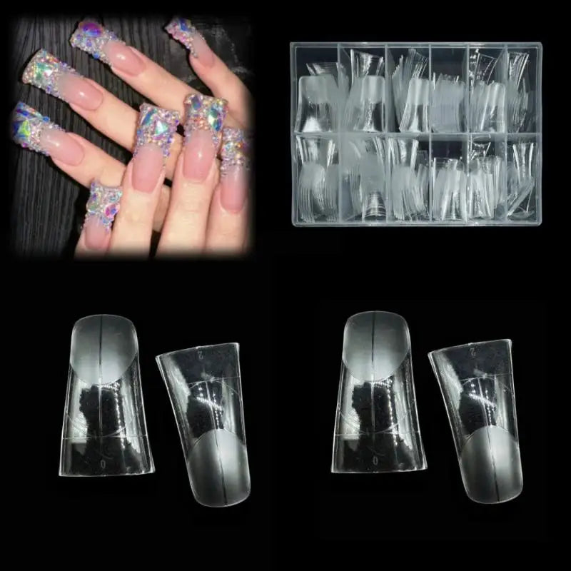 Box Duckbill Shape Nail Molds Dual Form Full Cover Quick Building Gel Qme