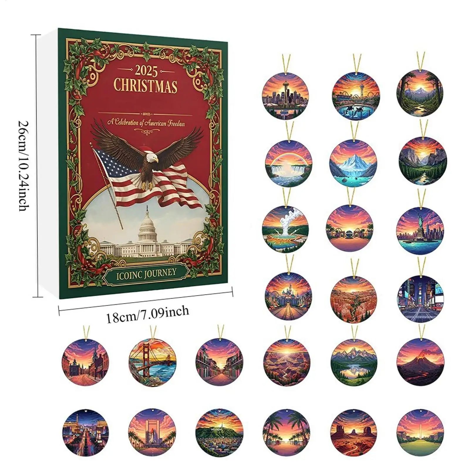 Advent Ornament Calendar 2025 24-Day 2d Pendant Christmas National Qme