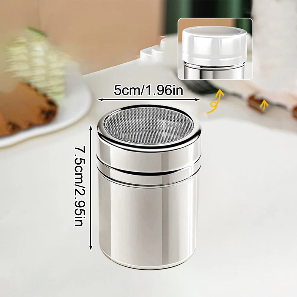 Duster With Cover Cocoa Powder Coffee Stainless Steel Duster Fine Mesh Bucket Seasoning Bottle Home Kitchen Qme