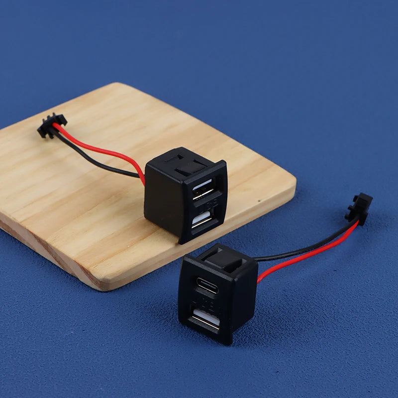 USB Female Base Type-c Black Double-layer Socket Lamp Charging Power Qme