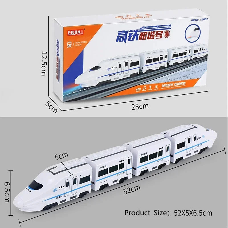 Kids DIY Simulation High Speed Railway Train Toy Car Electric Sound Light Model Train Educational Toys for Boys Girls Gift Qme 4 carriages
