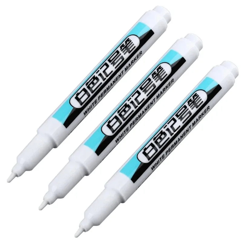 1/10/20Pcs White Permanent Paint Marker Pens 0.7/1.0/2.5mm Tip Waterproof for Glass Stone Metal Plastic Leather DIY Art Craft Qme 3Pcs-1.0 mm