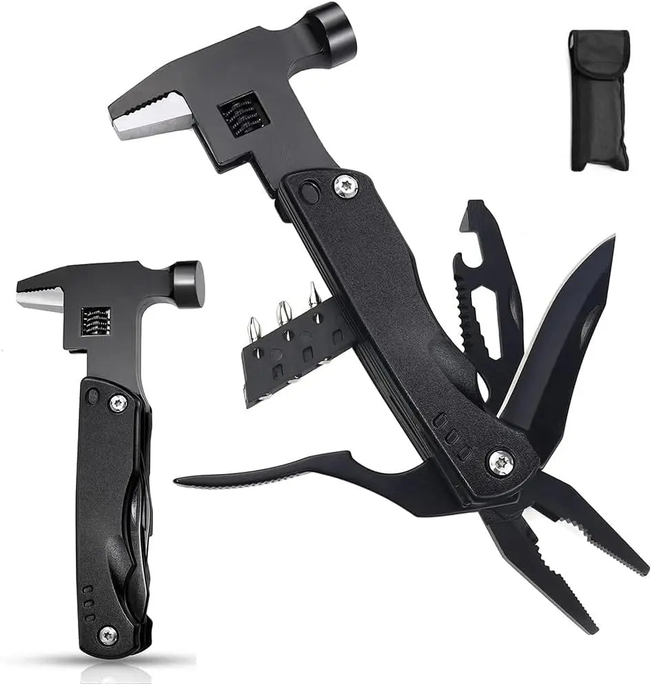 Adjustable Wrench Multitool Hammer for Survival,14in1 Emergency Escape Tool With Knife,Plier,Screwdrivers,Saw,Fish Descaler etc Qme Default Title