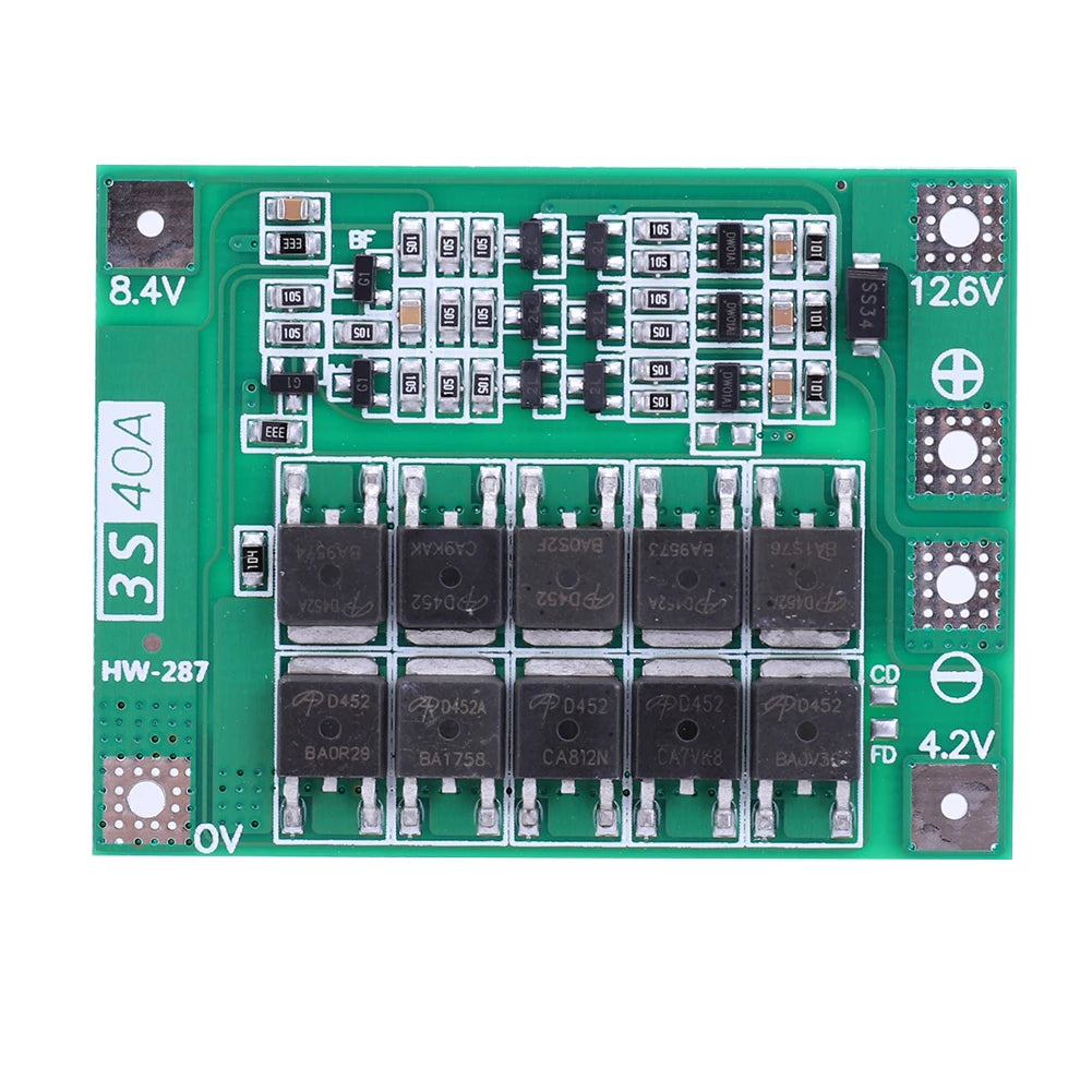 2S 3S 4S 20A 40A 60A Li-ion Lithium Battery Charger Protection Board 18650 BMS Drill Motor 11.1V 12V/14V 16.8V Enhance/Balance Qme 3S 40A Enhance