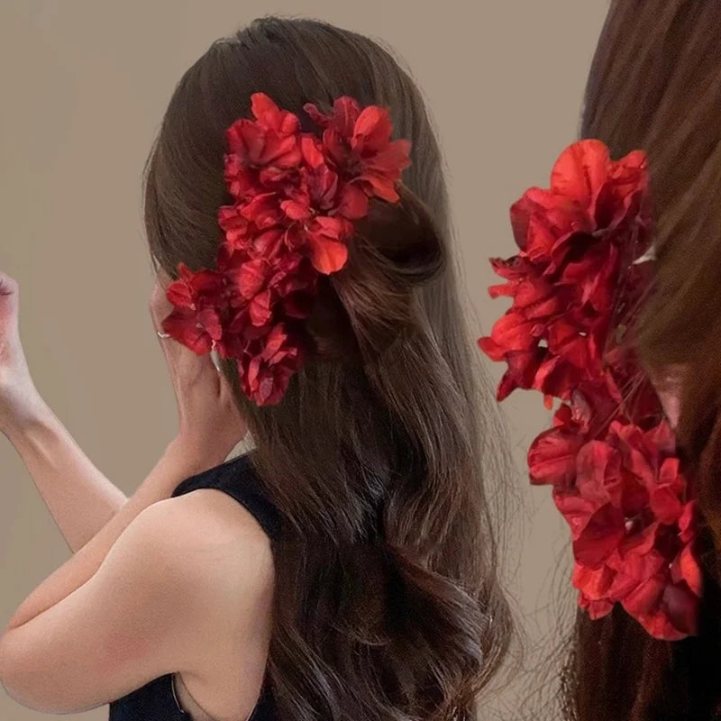 2026 Rose Flowers Hairpin For Girls Bohemian Hair Clips Bridal Barrette Beach Wedding artificial flower Holiday Hair Accessories Qme