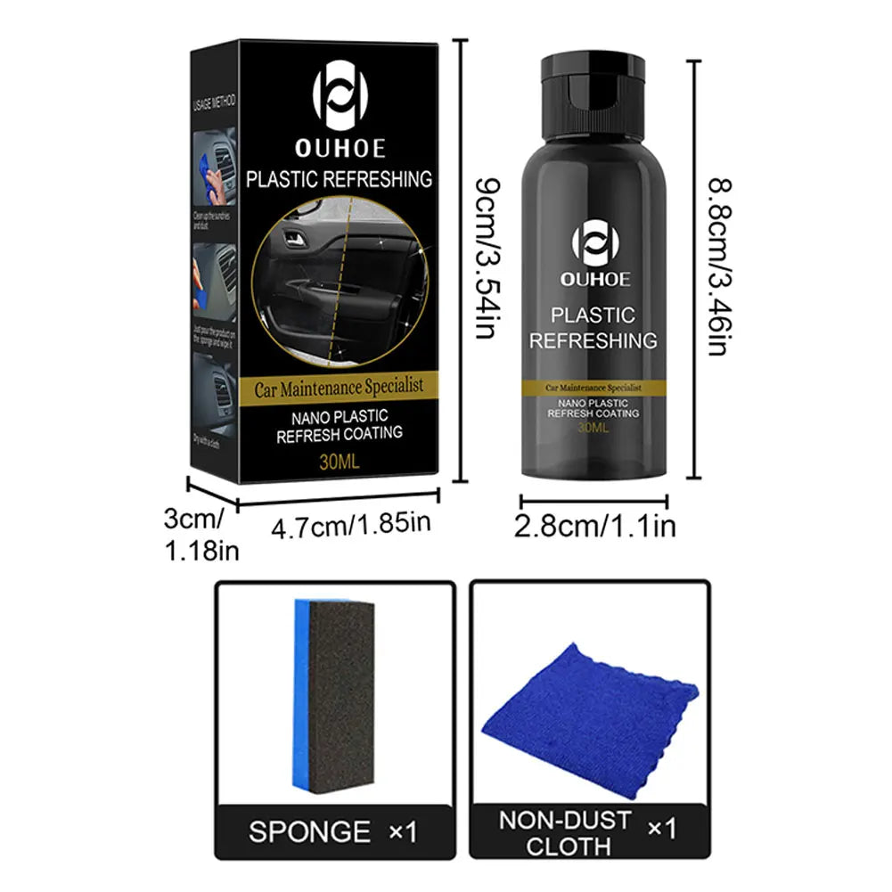Plastic Refurbish Cleaning Cleaner with Sponge Brush and Wipe Renovation Agent Repair 30/50ml for Automotive Interior Cleaning Qme