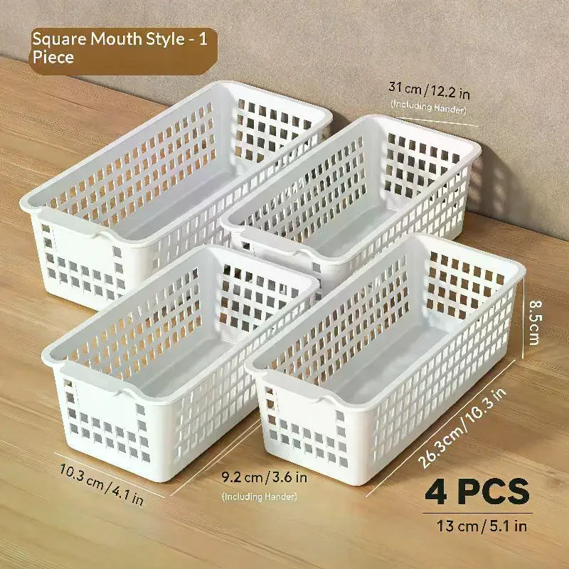 4pcs Stackable Storage Basket Set-Multifunctional Plastic Storage Box Suitable For Books Snacks etc Ideal Choice For Family Home Qme