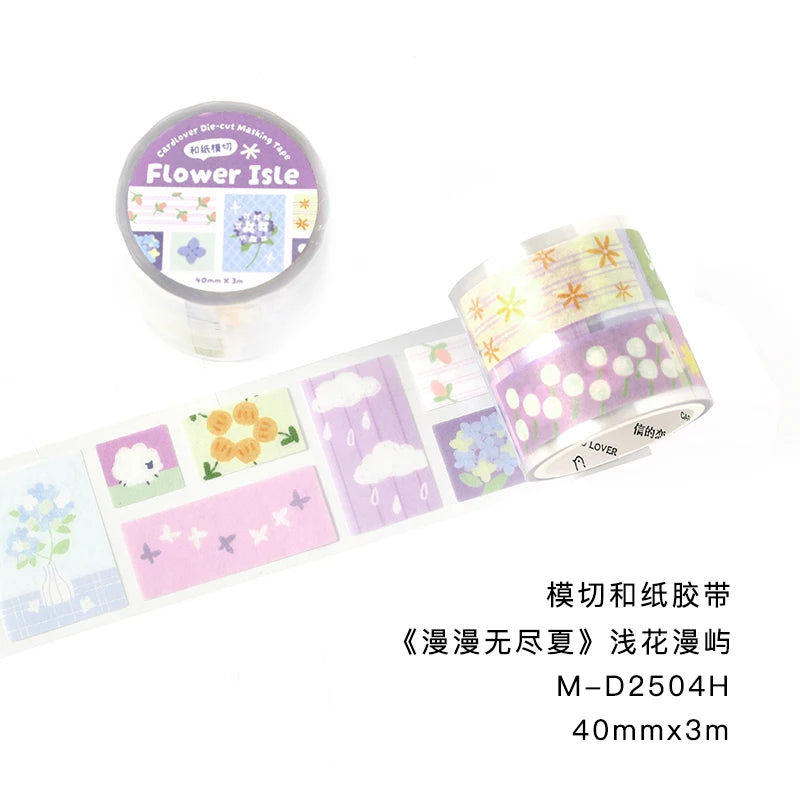 TIANZI 3m/Rolls Coffee Summer Theme Die Cutting Tapes Decorative Label Stickers for Journal Scrapbooking Diary Album Stationery Qme C-1 Roll bestselling style