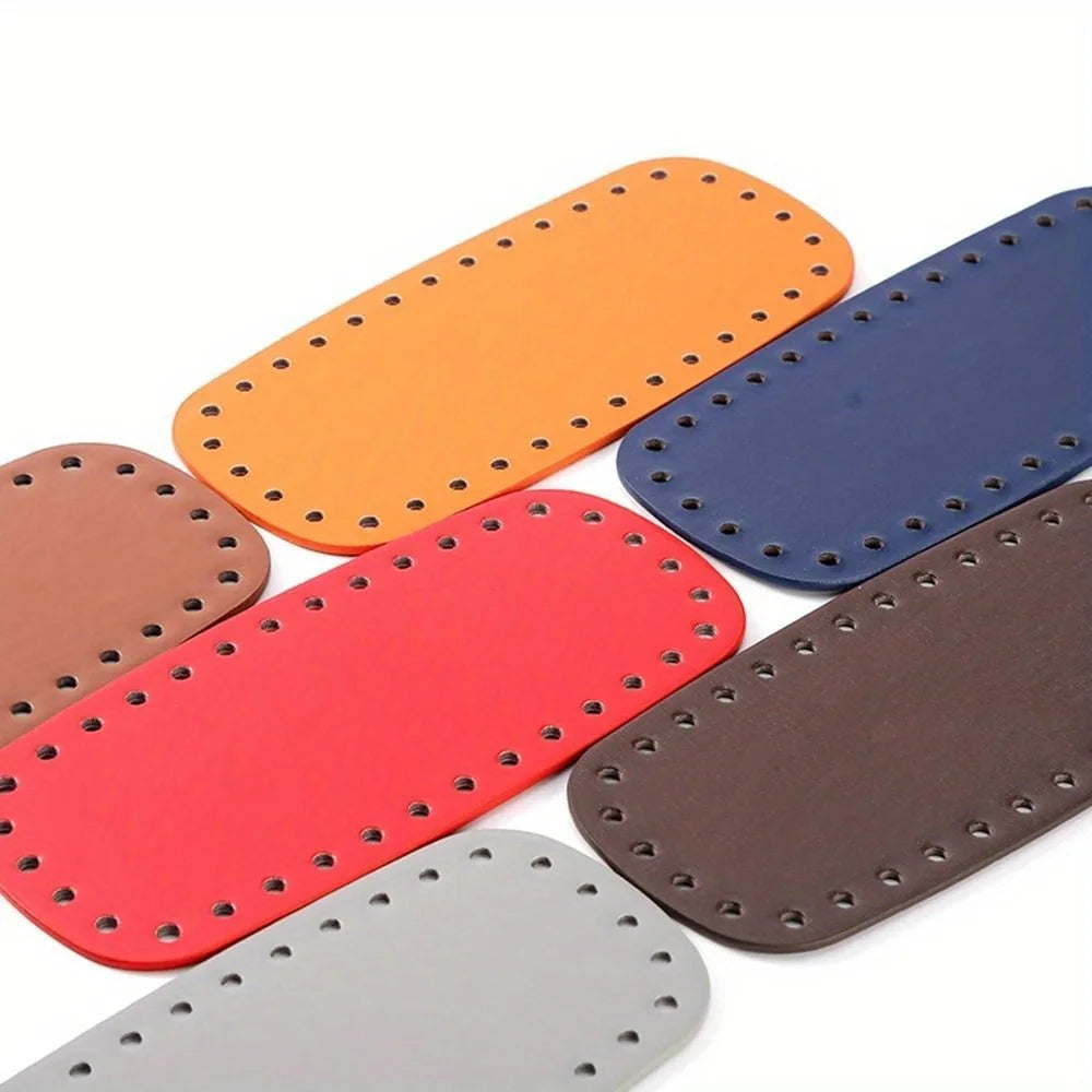 DIY PU Leather Bag Bottoms - Oval/Rectangle Crochet Bag Base with Holes, Used for DIY Crochet Bag Shoulder Bag Wallet Making Qme