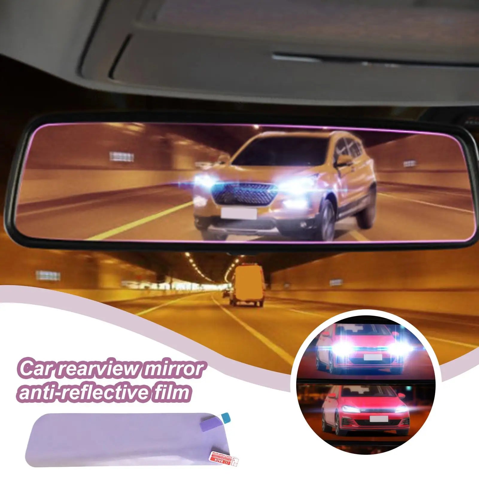 Car Rearview Mirror Film Vehicle Rearview Reflective-proof Protector Anti Fog Glare Mirror Film Waterproof Rainproof Protective Qme