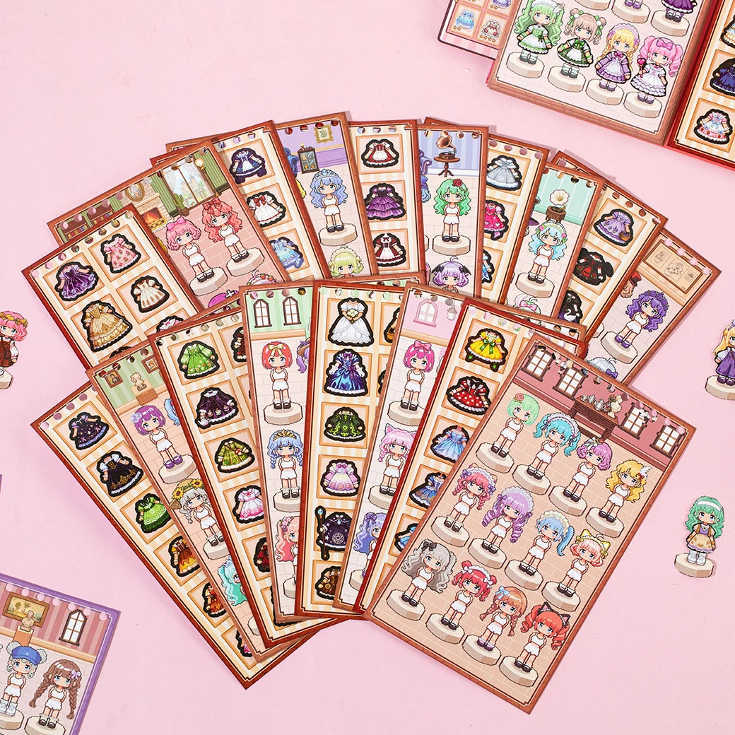 TIANZI 20 Pcs cartoon pixel die-cutting stickers book DIY diary planner notebook student stationery decoration clip stickers Qme