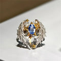 Luxurious Sparkling Angel Wings Open Ring with High Luxury Travel Exquisite Jewelry Suitable for Public Gifts Qme WHITE resizable