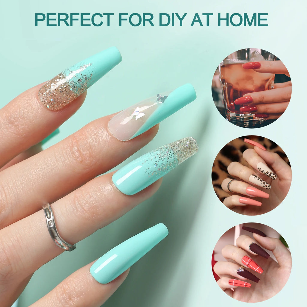 Nailpop False Nails Clear 12 Sizes Acrylic Full Cover Tips Reusable Qme