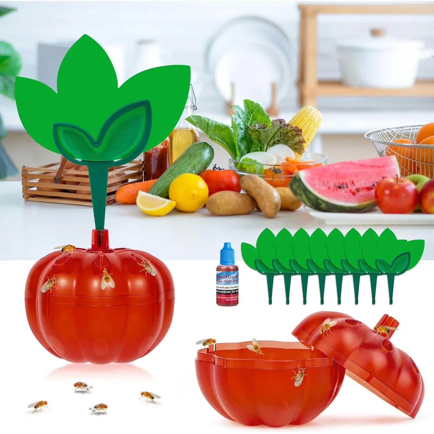 Fruit Fly Trap 2 Packs Safe & Reusable Fruit Fly Traps for Kitchen Dining Room Family Party Outdoor Picnic Farm Garden Qme