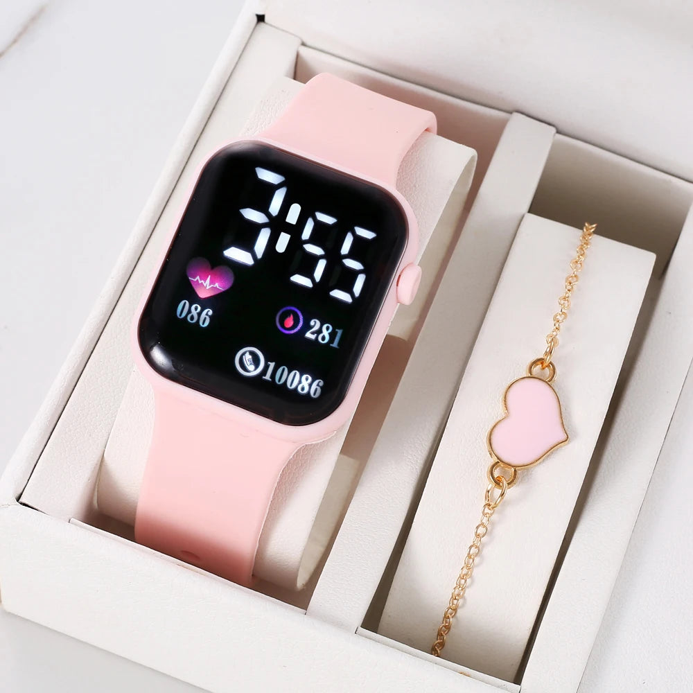 Love oriented LED electronic watch, fashionable and casual square outdoor waterproof electronic watch Qme 4