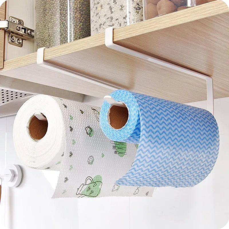 Wall Mounted Kitchen Tissue Rack Metal Non Perforated Roll Paper Qme