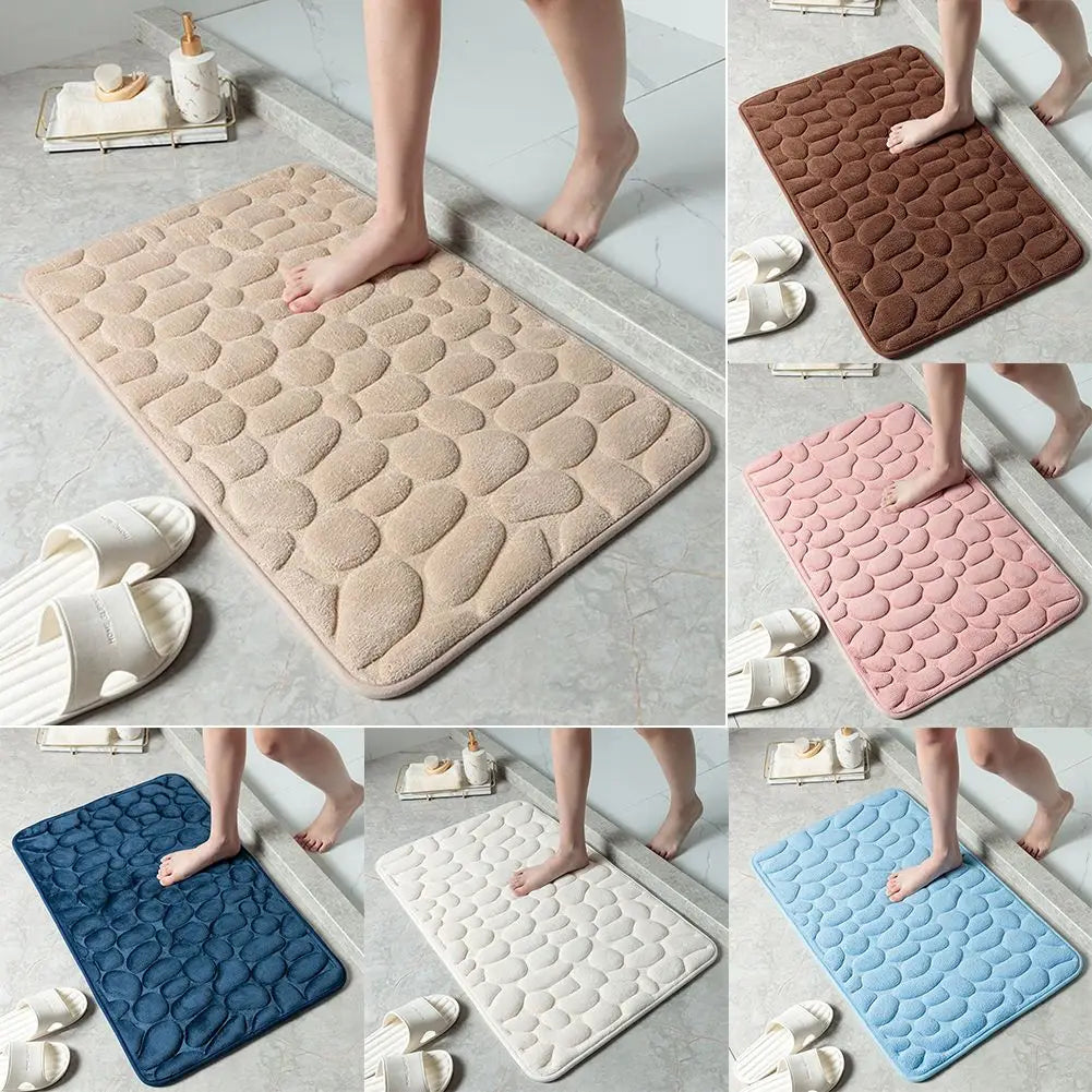 Memory Foam Bathroom Mat Pebble Carpets Super Soft Toilet Washable 40*60cm Absorbent Bathmats Bathroom Qme