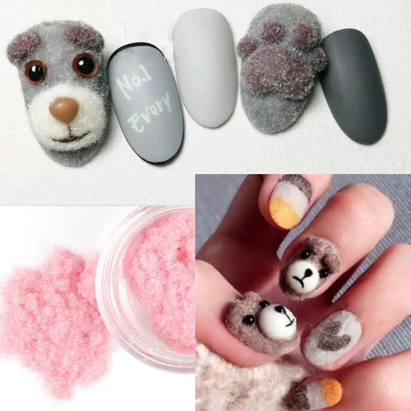 12 Nail Powder Winter Plush Glitter DIY Velvet Candy Sweater Qme