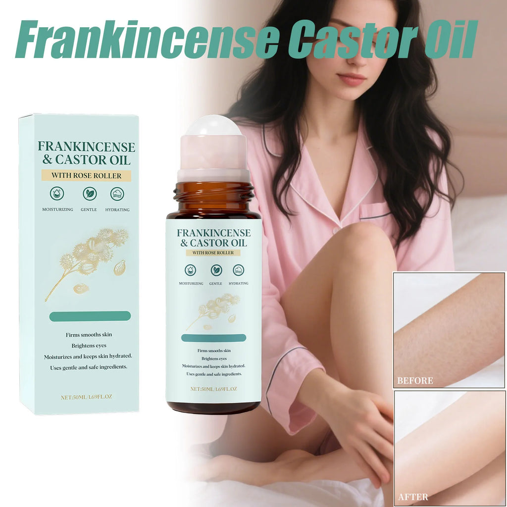 Frankincense Castor Oil Rollerball Soothing & Nourishing Roll-On Oil Improve Dryness Repair Portable Aromatherapy Body Skincare Qme