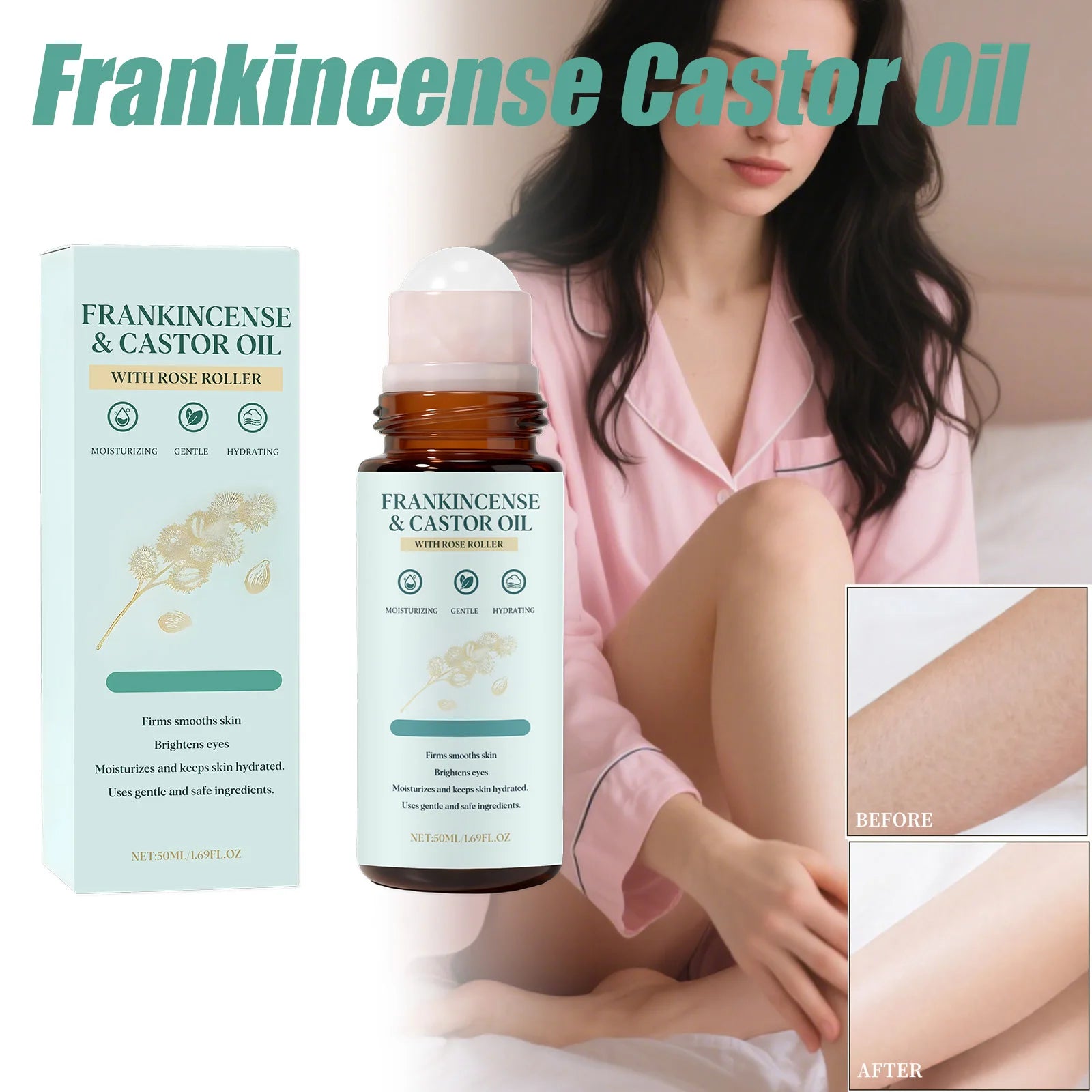 Frankincense Castor Oil Rollerball Soothing & Nourishing Roll-On Oil Improve Dryness Repair Portable Aromatherapy Body Skincare Qme