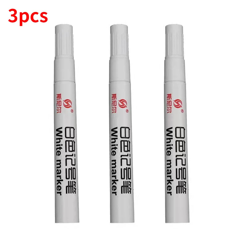 1/3/5pcs Permanent Oily White Marker Pen Waterproof Tire Painting Graffiti Environmental Gel Pen Notebook Drawing Supplies Qme 3pcs
