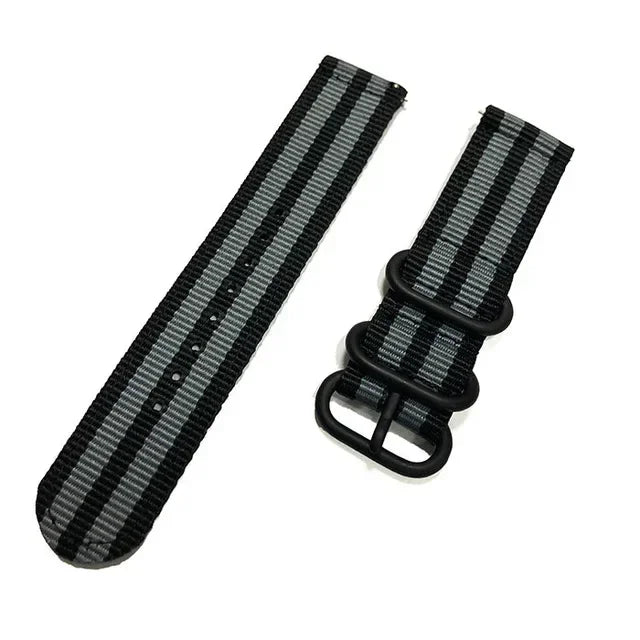 18mm 20mm 22mm 24mm Nylon Fabric Watch Bands Sport Strap For Samsung Galaxy Watch 3 Band Bands Amazfit GTR GTS Huawei GT2 Qme Black Grey 24mm