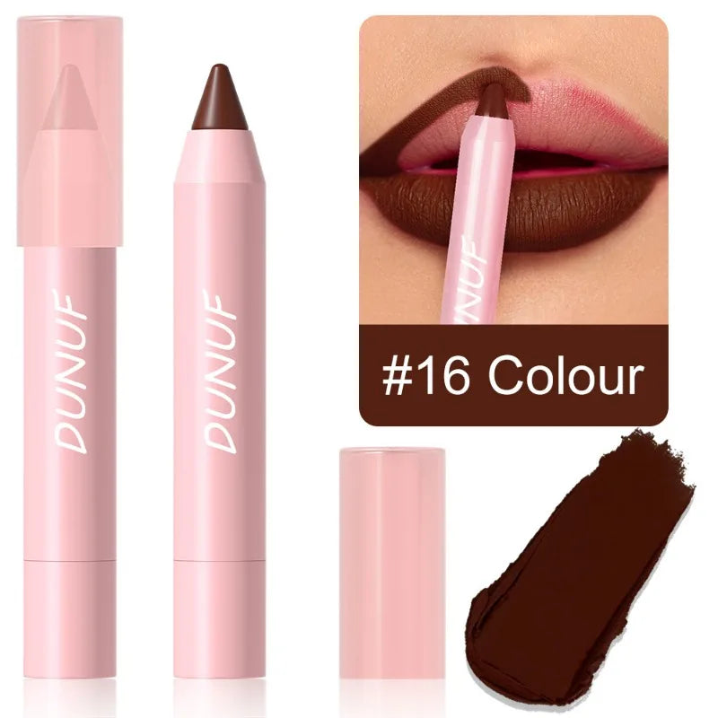 18 Colors Matte Lipstick Pen Soft Silky Velvet Lip Liner Pencil Sexy Full Color Lip Crayon Waterproof Lasting Beauty Maquillaje Qme 16