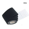 Sports Kinesio Tape Muscle Kinesiology Elastic Knee Pain Relief Strain Patch Athletic Recovery Stickers Fitness Bandages Qme Black-1pcs