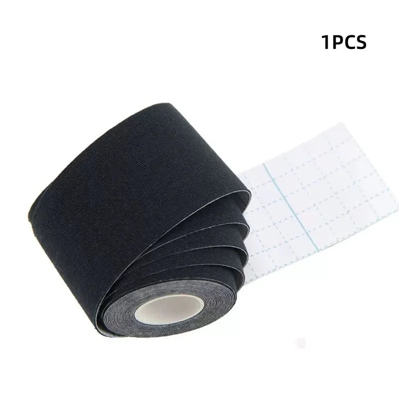Sports Kinesio Tape Muscle Kinesiology Elastic Knee Pain Relief Strain Patch Athletic Recovery Stickers Fitness Bandages Qme Black-1pcs
