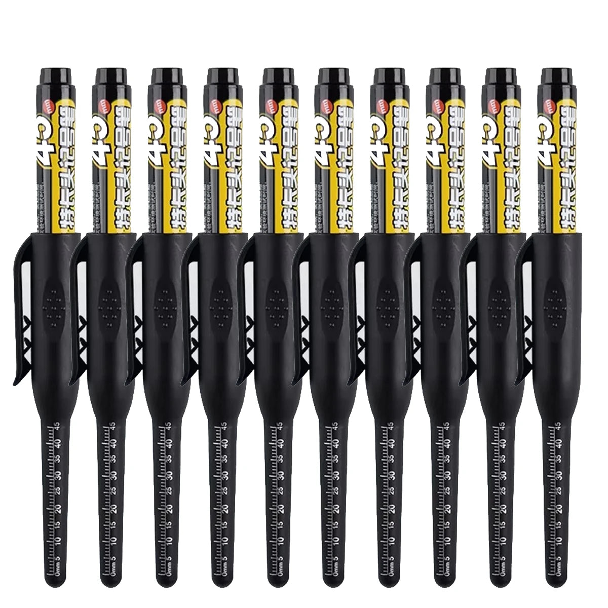 1-10Pcs Multi-Purpose 45mm Deep Drill Hole Long Nib Waterproof Marker Pens for Bathroom Woodworking Long Head Carpenter Pen Qme 10 black