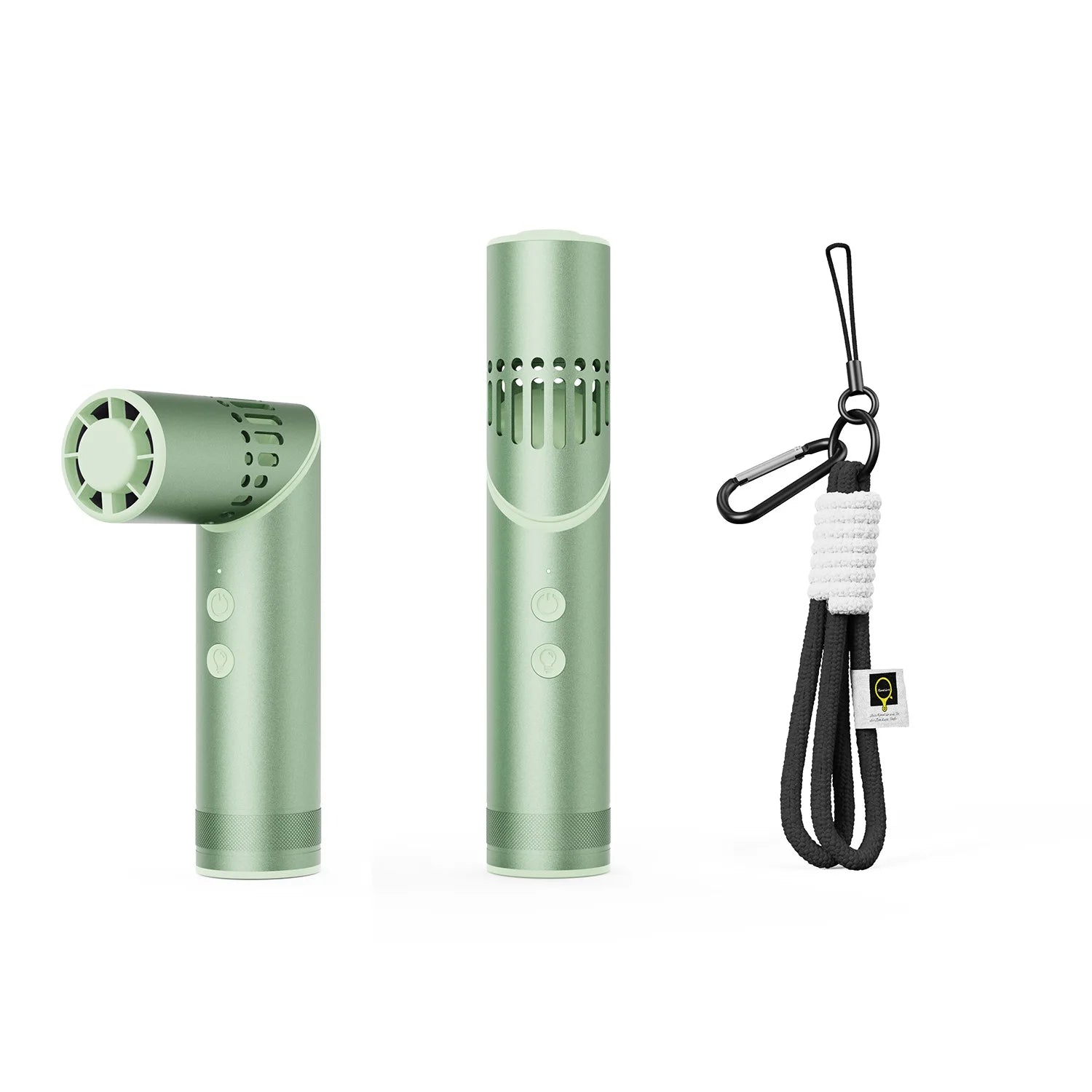 Metal Folding Handheld Fan LED Flashlight Strong Wind Speed USB Qme light green