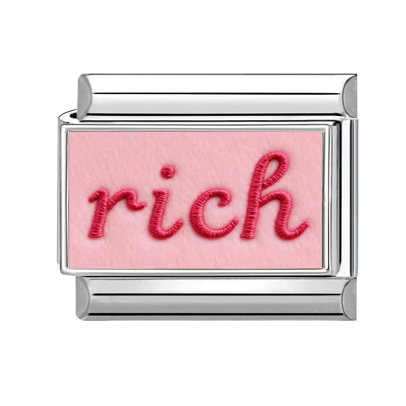 Y2K Plum Blossom Pink Black UFO Cute Flower Cat Italian Charm Link