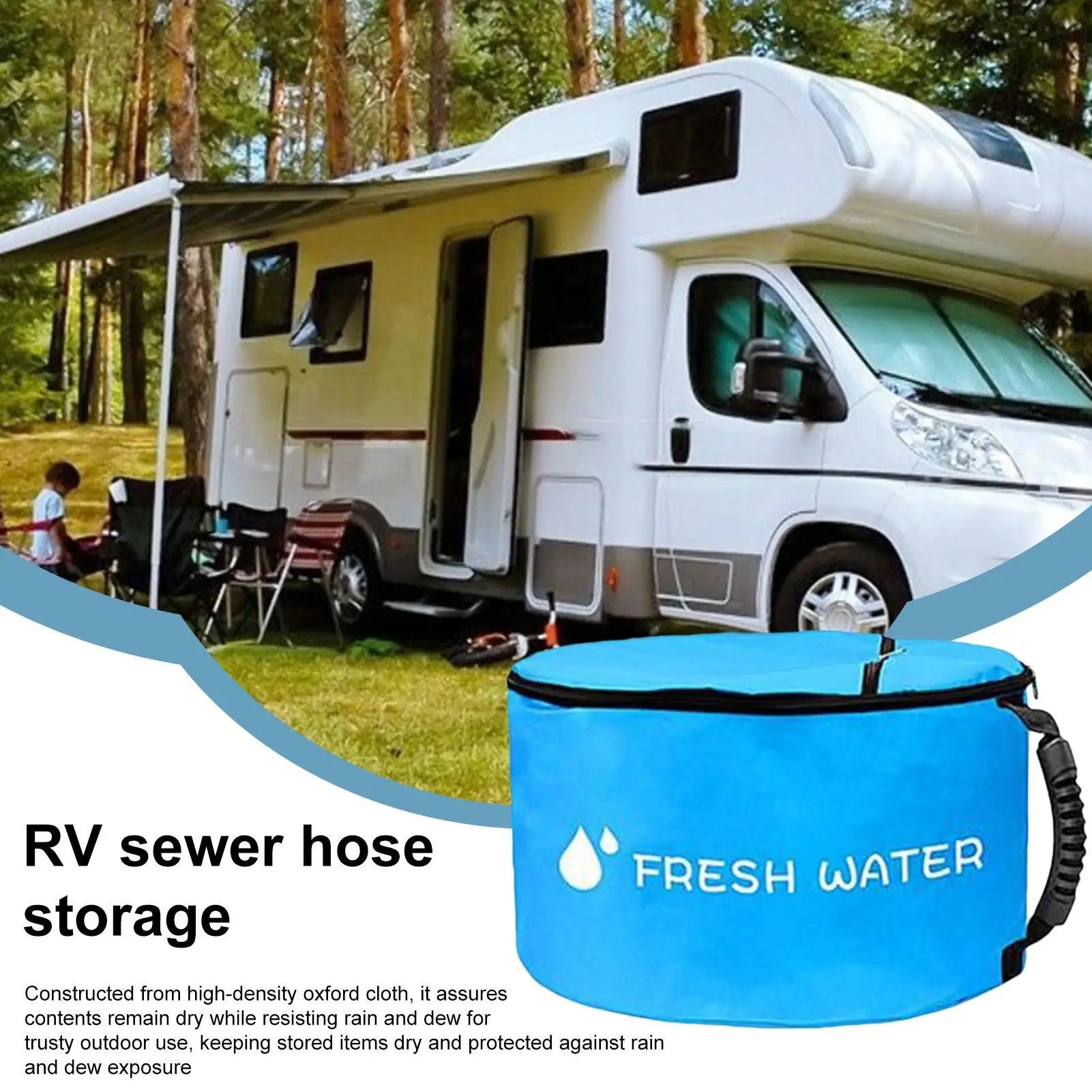 RV Hose Storage Bags Hoses Waterproof Double Zipper Holder Container Qme